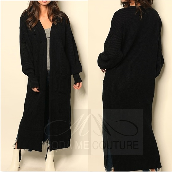 BLACK FULL LENGTH CARDIGAN - LAST 1 - Picture 4 of 4